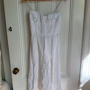 Reformation White Strapless Linen Midi Dress